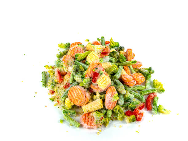 istock Fresh frozen vegetables on a white plate. 1313581457