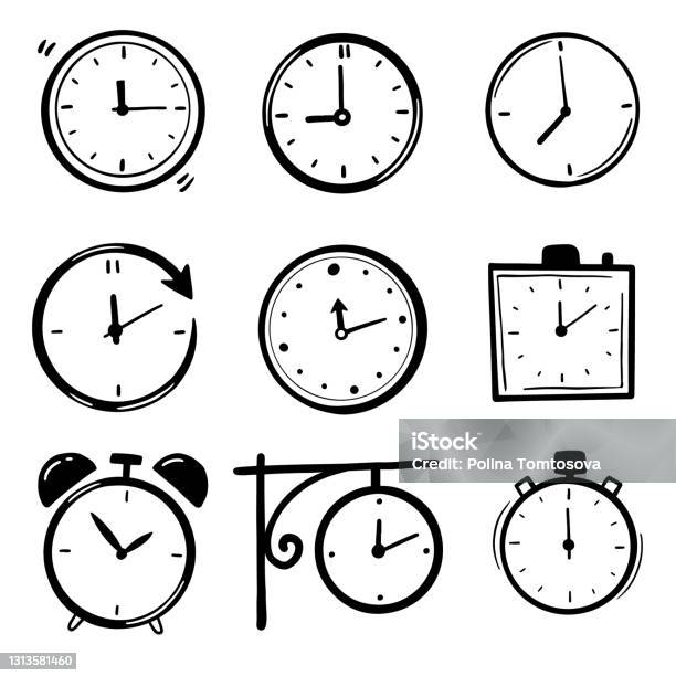 Clock Imagedraw Hand Drawn Clock Illustration Set Stock Illustration - Download Image ...