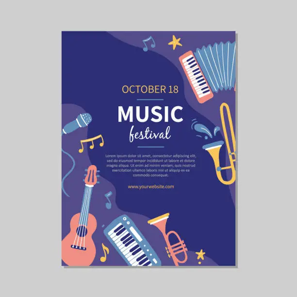 Vector illustration of Hand drawn music festival banners