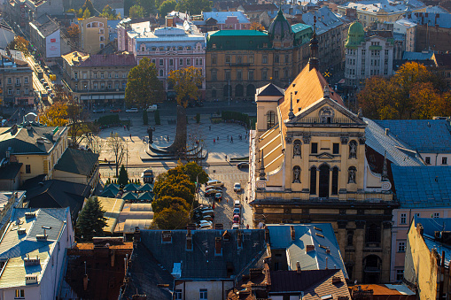 The city of Lviv has a beautiful panorama.