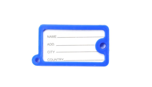 istock An empty badge with the fields Name, add, city, country is isolated on a white background. Copy space for text 1313592813