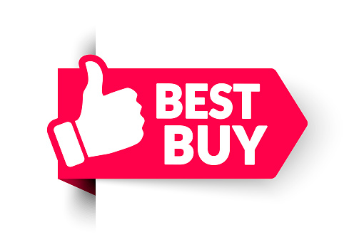 Vector Illustration Advertising Sale Banner Template Design. Best Buy Corner Sticker With Thumbs Up.
