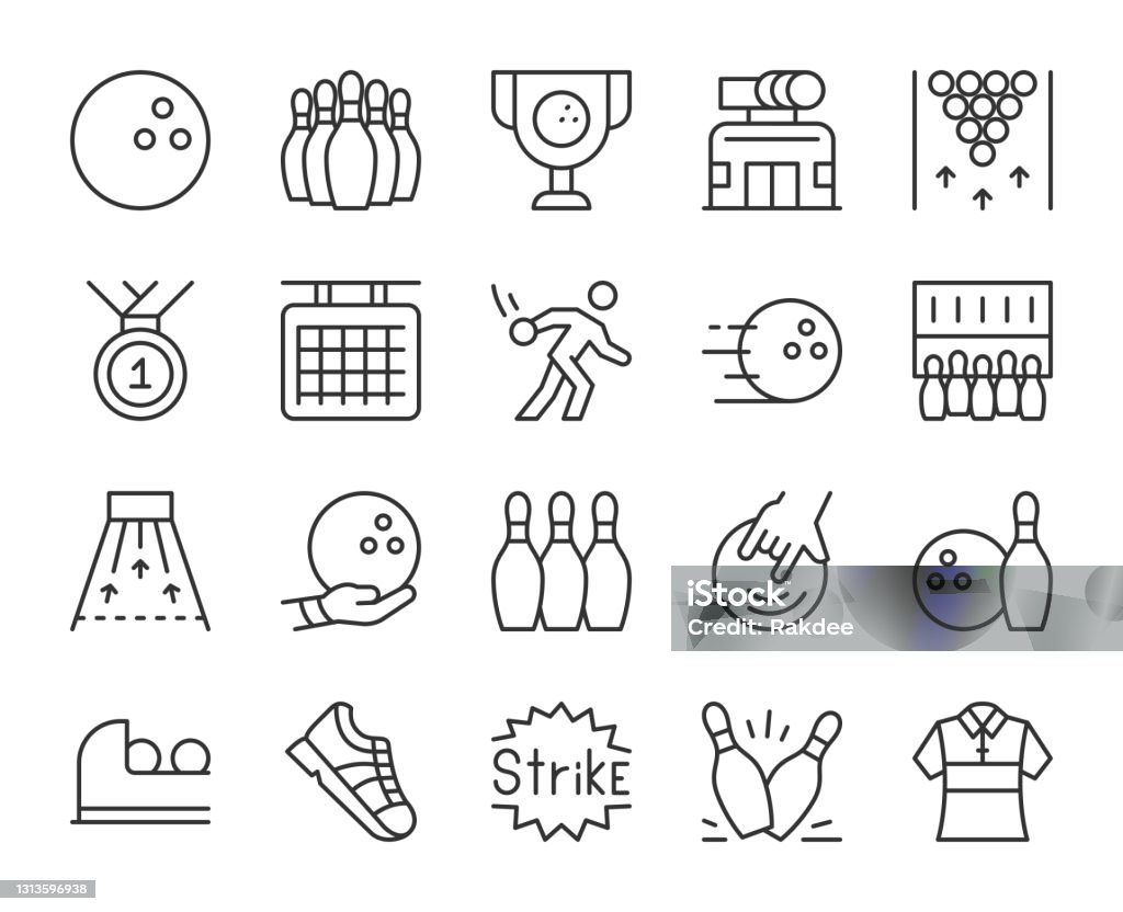 Bowling - Light Line Icons Bowling Light Line Icons Vector EPS File. Icon Symbol stock vector