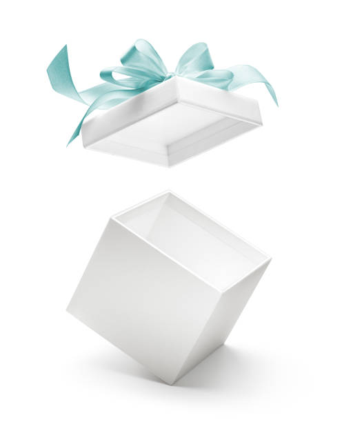 istock White open gift box or present with blue ribbon isolated on white background 1313597502