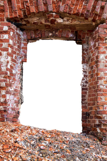 istock old ruined wall of red brick with a hole 1313599849