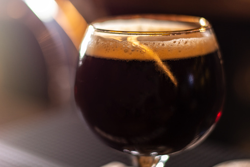 glass of dark porter craft beer