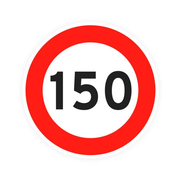 istock Speed limit 150 round road traffic icon sign flat style design vector illustration 1313605969