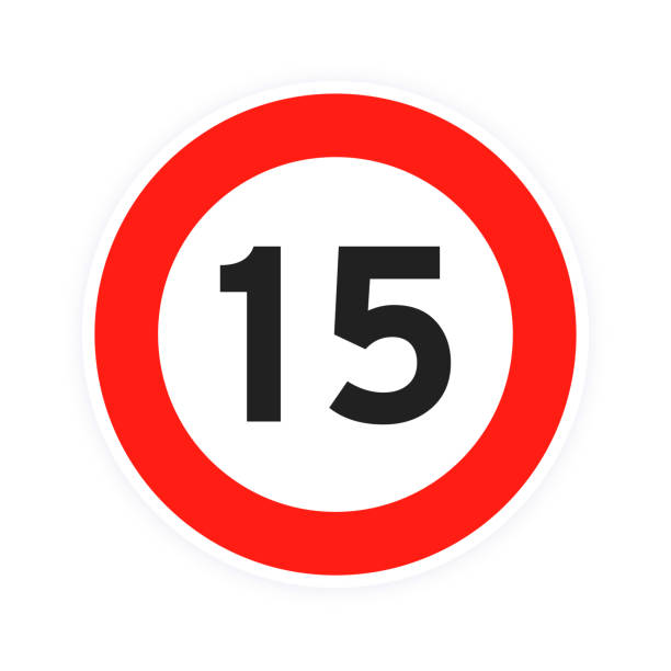 istock Speed limit 15 round road traffic icon sign flat style design vector illustration isolated on white background. 1313605993