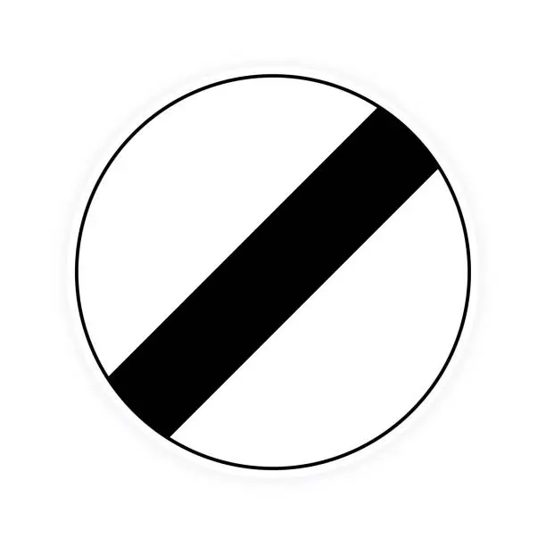 Vector illustration of National UK round traffic derestriction sign flat style design vector illustration.