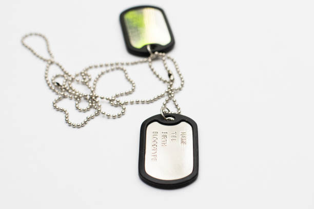 istock Identification badges on a chain, army badge. 1313606359