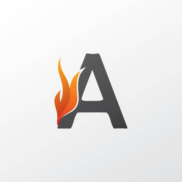 Fire flame letter A  design element. Fire flame letter A  design element. fire letter b stock illustrations
