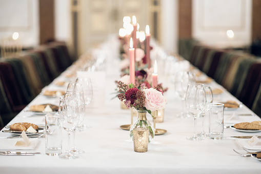 Table decoration at a wedding