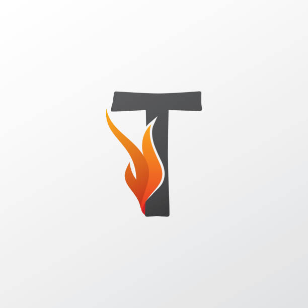 Fire flame letter T  design element. Fire flame letter T  design element. fire alphabet letter t stock illustrations