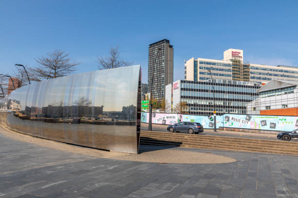 Sheffield, South Yorkshire, England - April 17 2021: Sheffield Hallam University campus buildings. Picture taken from the train station.