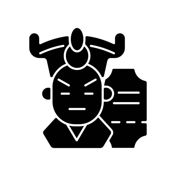 ikona chińskiego czarnego glifa opery - beijing opera mask china stock illustrations