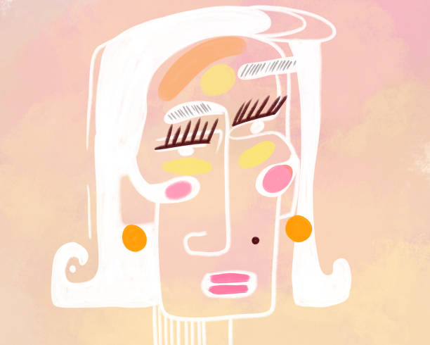 istock light stylish hand drawn abstract female portrait in avant-garde style, line drawing 1313610007