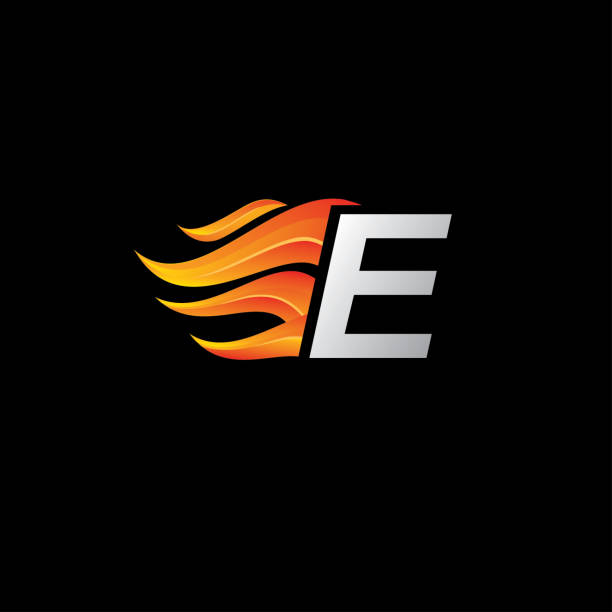 Fire Flame Letter E  Icon Design element. Fire Flame Letter E  Icon Design element. fire letter e stock illustrations