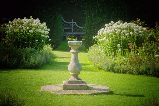 Sundial in an English country garden