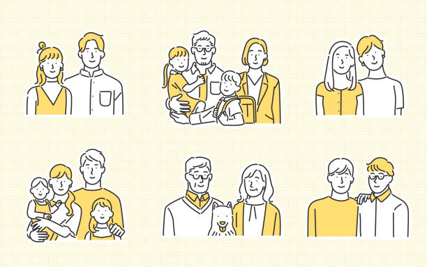 Various family styles set illustration Various family styles set illustration two women stock illustrations