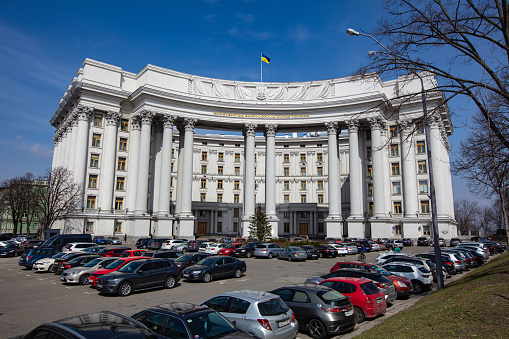 Kyiv, Ukraine - April 1, 2021: The Ministry of Foreign Affairs of Ukraine