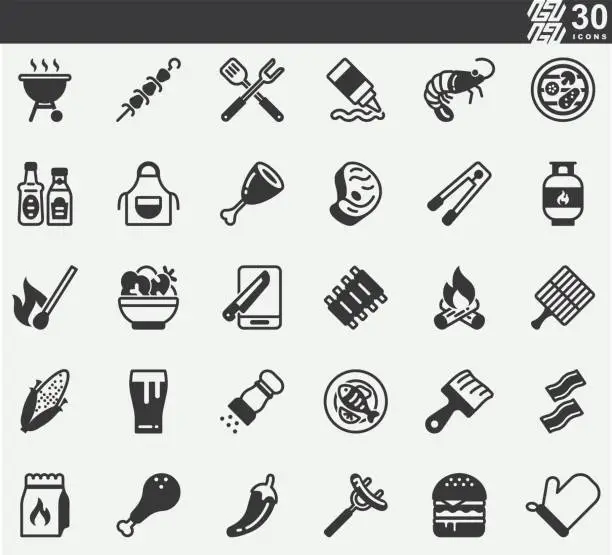 Vector illustration of Barbecue BBQ and Grill Icons