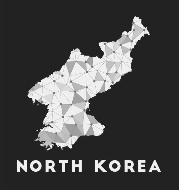 ilustrações de stock, clip art, desenhos animados e ícones de north korea - communication network map of country. - democratic peoples republic of north korea