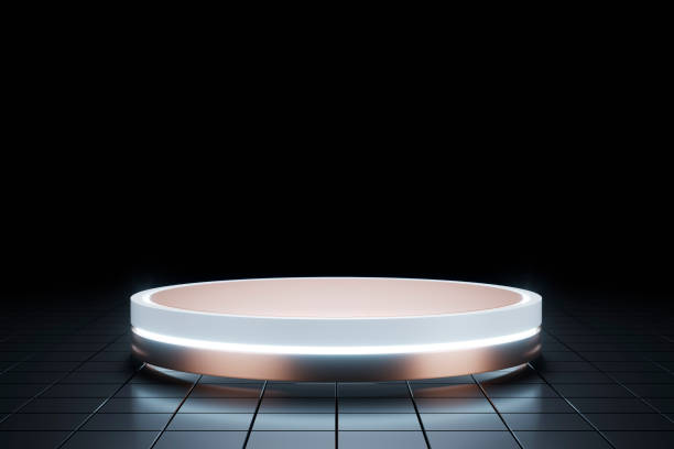 istock 3D abstract futuristic background with a pedestal 1313620325