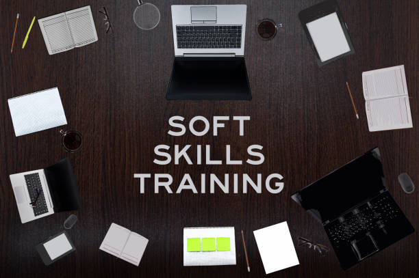 istock Top view of Soft skills training text 1313620342