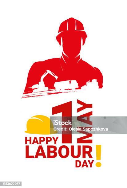 Happy Labour Day Greeting Card Template Stock Illustration - Download Image Now - May Day - International Workers Day, Hardhat, Construction Industry