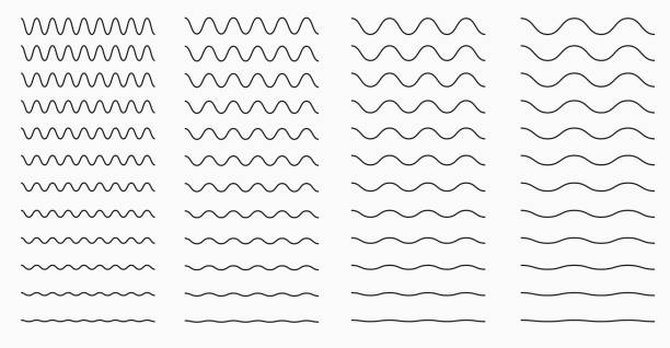 Wavy lines Wavy curvy and zigzag horizontal lines. Vector set for graphic elements. squiggle stock illustrations