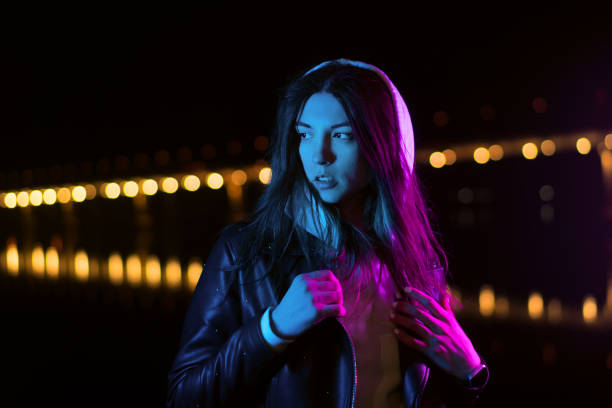 istock Millennial Girl Neon Light Outdoor 1313625772