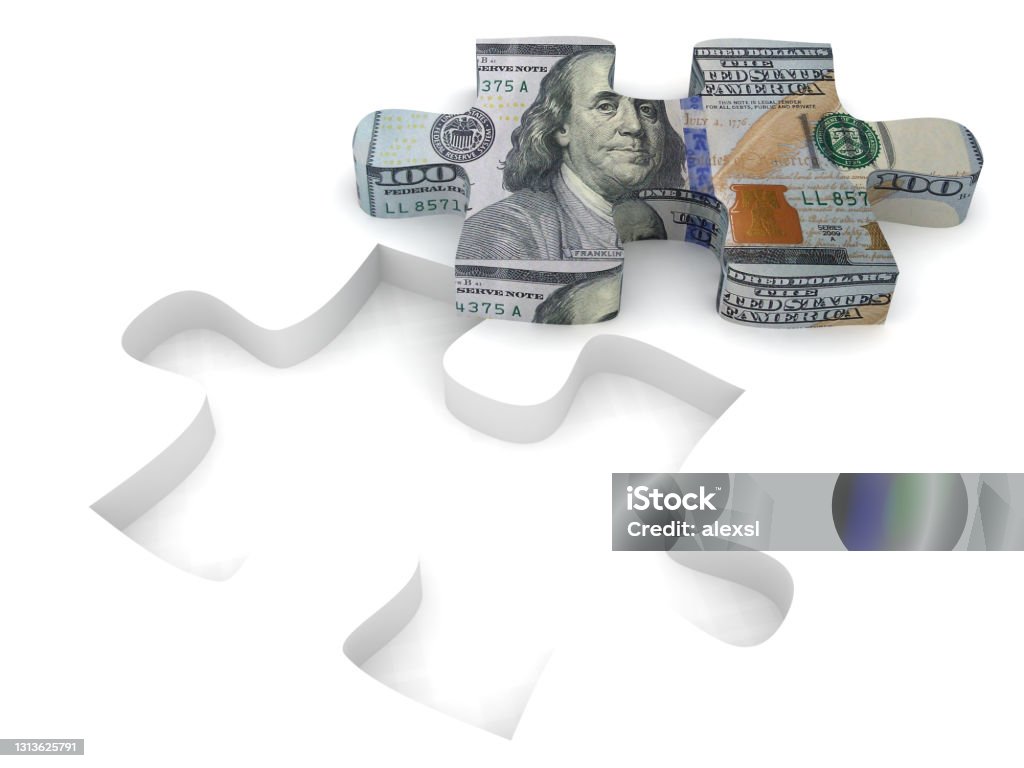 Money finance solution business strategy puzzle Wages Stock Photo
