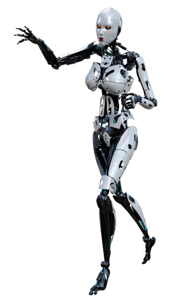 istock 3D illustration female robot on white 1313629563