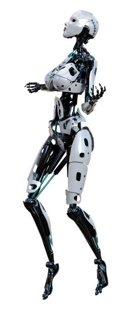istock 3D illustration female robot on white 1313629577