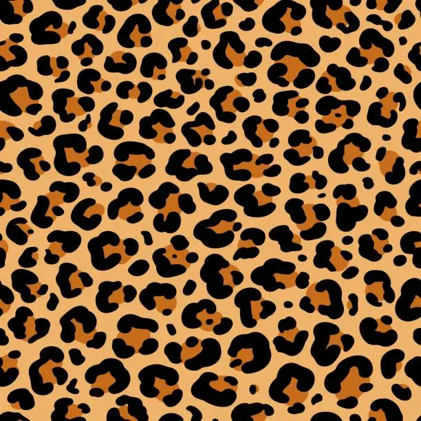 Vector illustration of Vector seamless pattern of leopard or ounce predatory print.