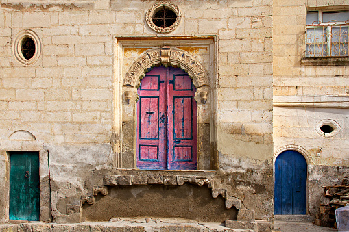 Colorful doors in the old town Mustafapasa, Cappadocia, Turkey
