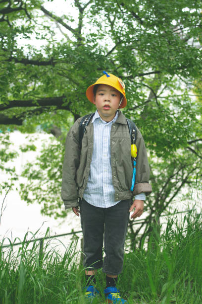 istock Front view of new pupil of the elementary school boy 1313634524