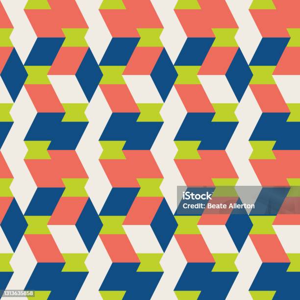3d Isometric Cube Vector Seamless Pattern Background Overlapping ...