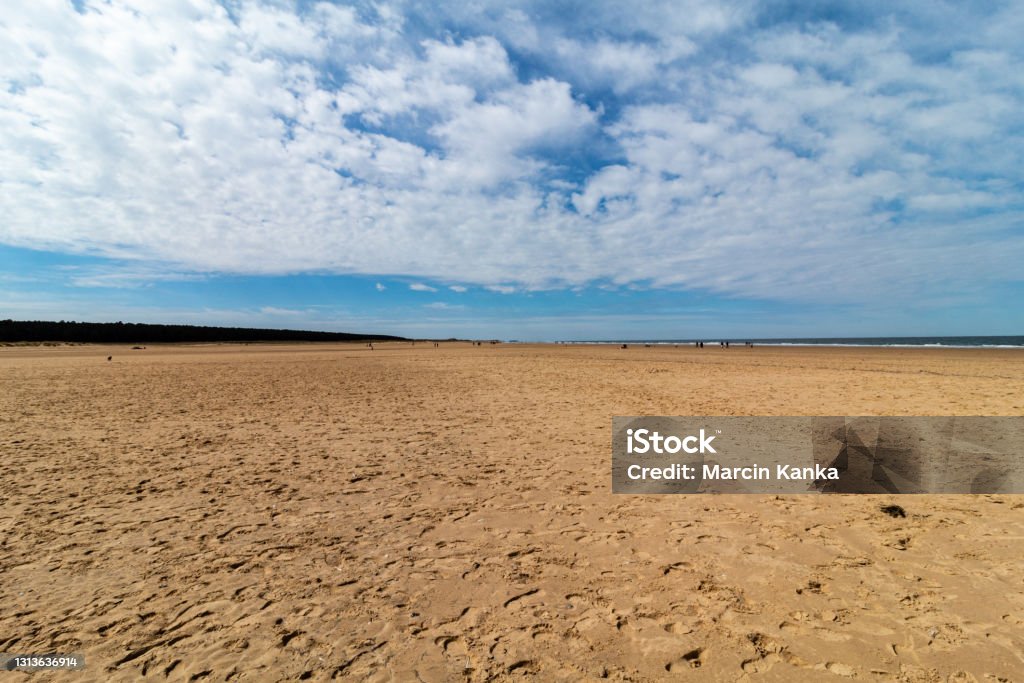 Walking on the beach in england, Holkland Beach North Sea Holkham - Norkfolk Stock Photo