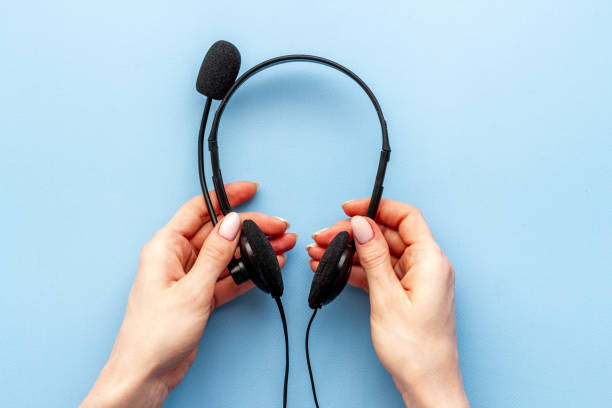 istock Hotline or call center support. Headset equipment 1313643162