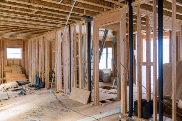 istock Wood framework of home under construction in progress residential beam 1313644440