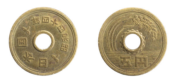 istock Japan five yen coin on white isolated background 1313644535