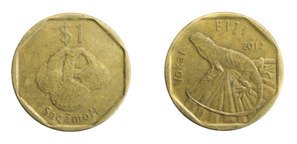 istock Fiji one dollar coin on a white isolated background 1313644538