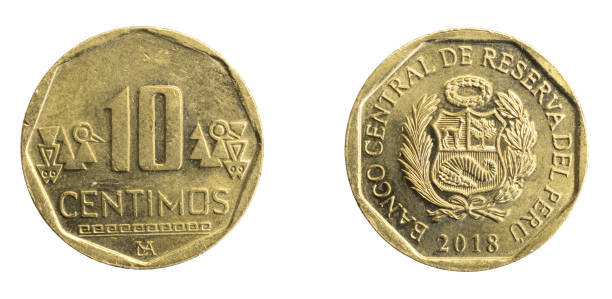 istock Peru ten centimos coin on white isolated background 1313644553