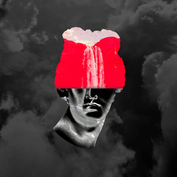 istock Contemporary art collage with ancient marble statue. Surrealism, artwork. 1313644936