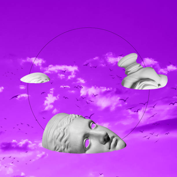 istock Contemporary art collage with antique statue head in a surreal style. 1313644943