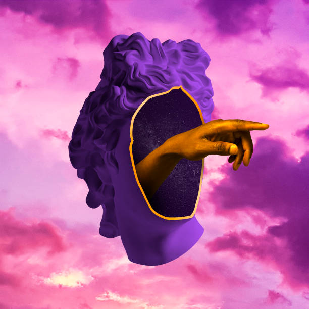 istock Modern conceptual art collage with ancient statue. Contemporary art. 1313644957