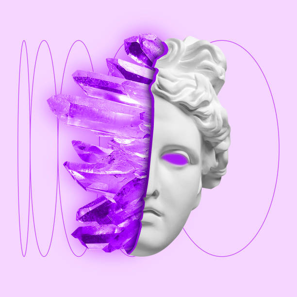 istock Modern conceptual art collage with ancient statue. Contemporary art. 1313644962