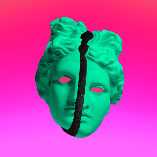 istock Modern conceptual art collage with ancient statue. Contemporary art. 1313644963