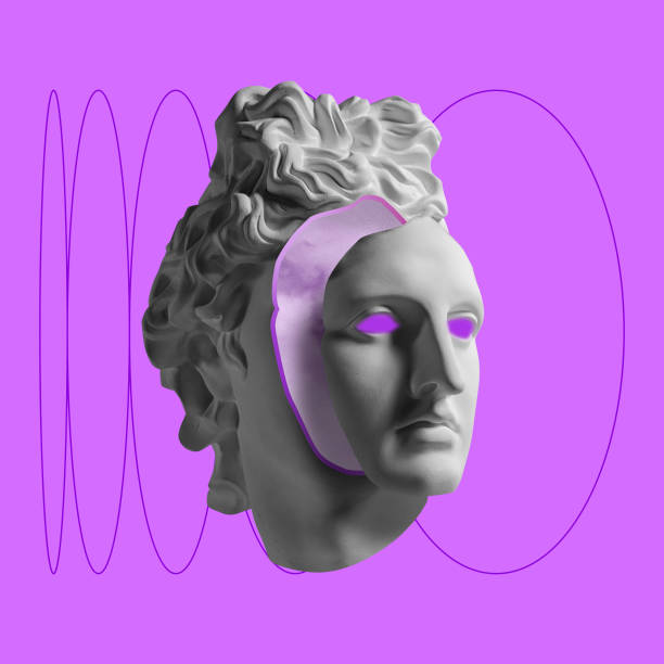 istock Modern conceptual art collage with ancient statue. Contemporary art. 1313644971